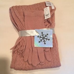 New York&Company pink scarf & glove set